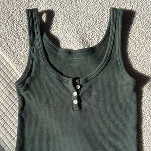 Brandy Melville Forest Green Ribbed Tank Top